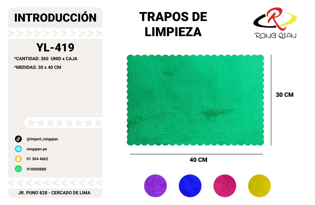 TRAPOS DE LIMPIEZA YL-419( 360 unid)